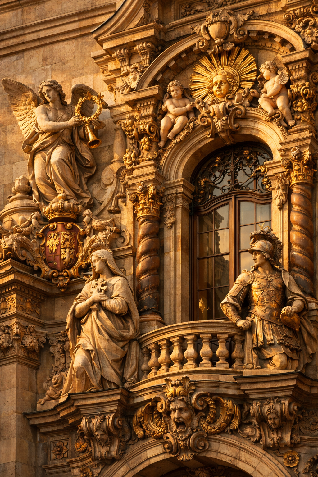 Przykład architektury barokowej z bogatymi dekoracjami