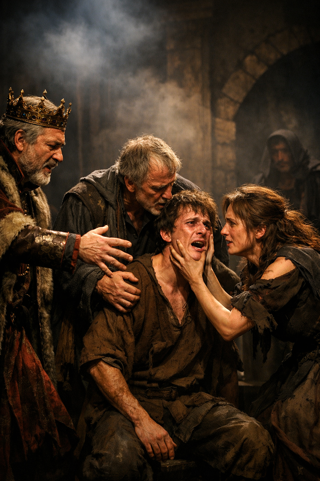 Przykład dramatu teatralnego z aktorami na scenie