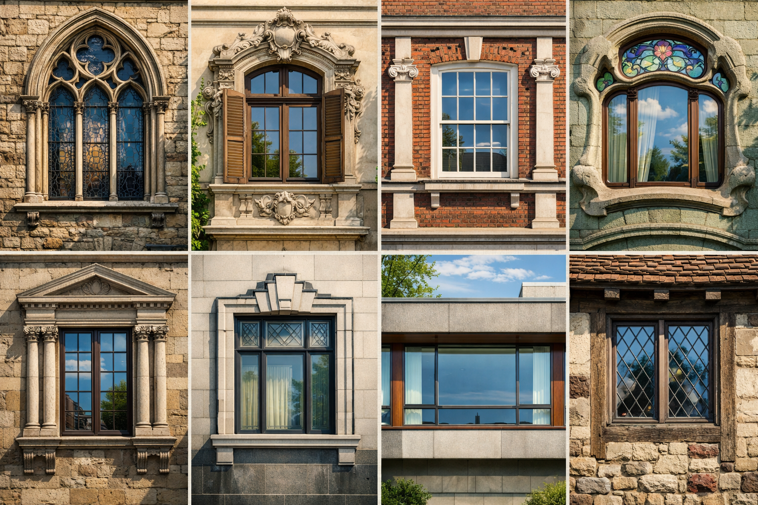 Różne style okien w architekturze różnych epok
