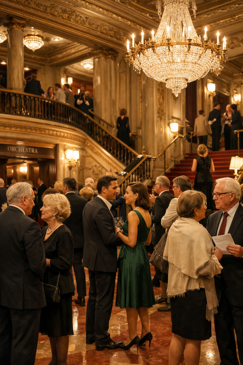 Foyer teatru przed rozpoczęciem spektaklu